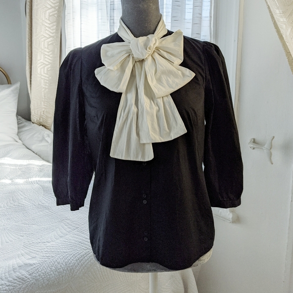 COS multi way cotton pussy bow shirt blouse - Picture 4 of 12